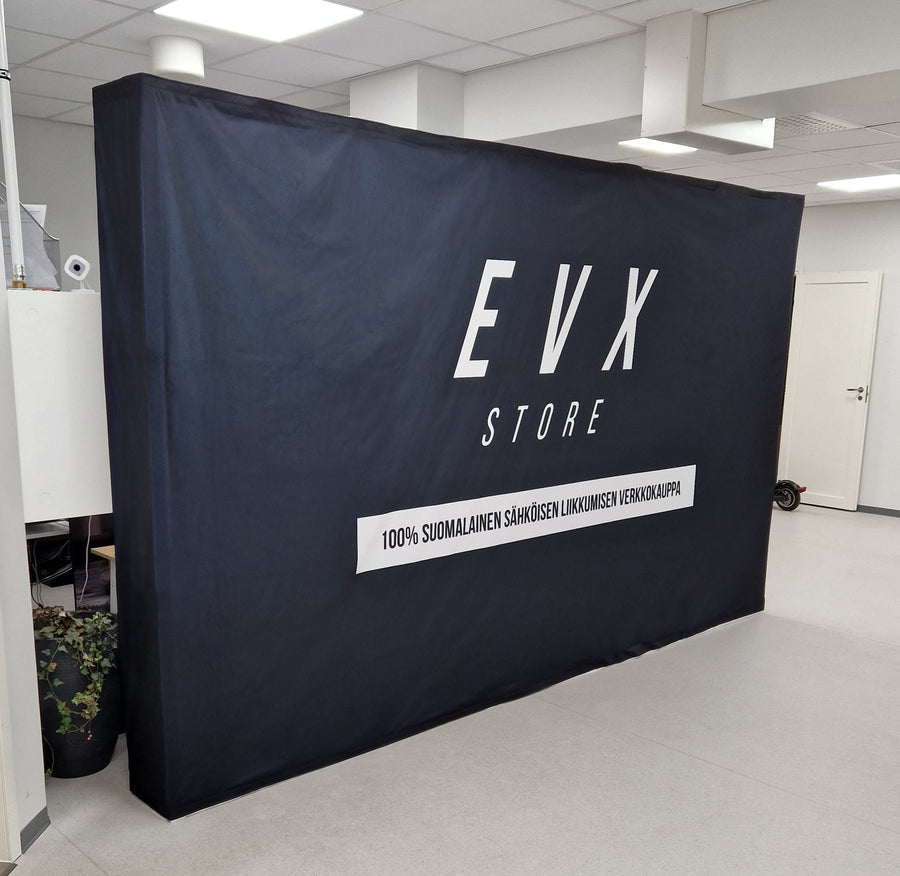 Pop up - messuseinä 2.25 x 2.25 m suora, nopea kasata. mainosseinä