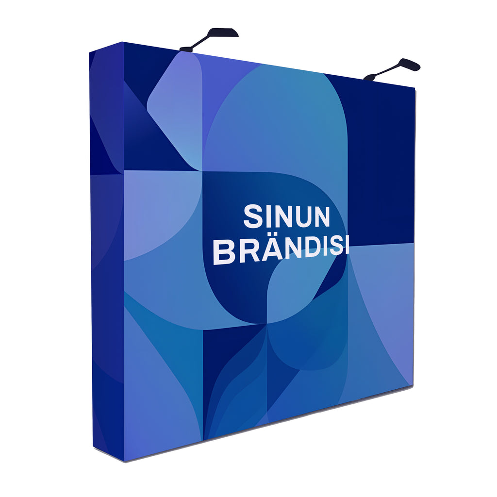 Pop up - messuseinä 2.25 x 2.25 m suora, nopea kasata. mainosseinä