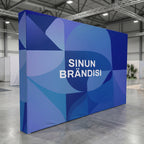 Pop- up messuseinä 3.7 x 2.25 m suora, nopea kasata.