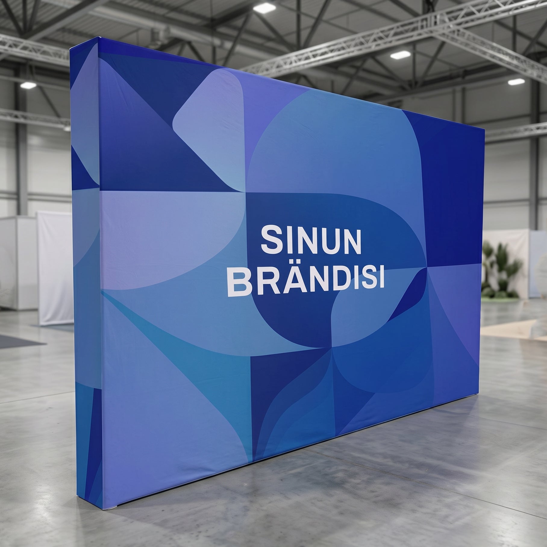 Pop- up messuseinä 3.7 x 2.25 m suora, nopea kasata.