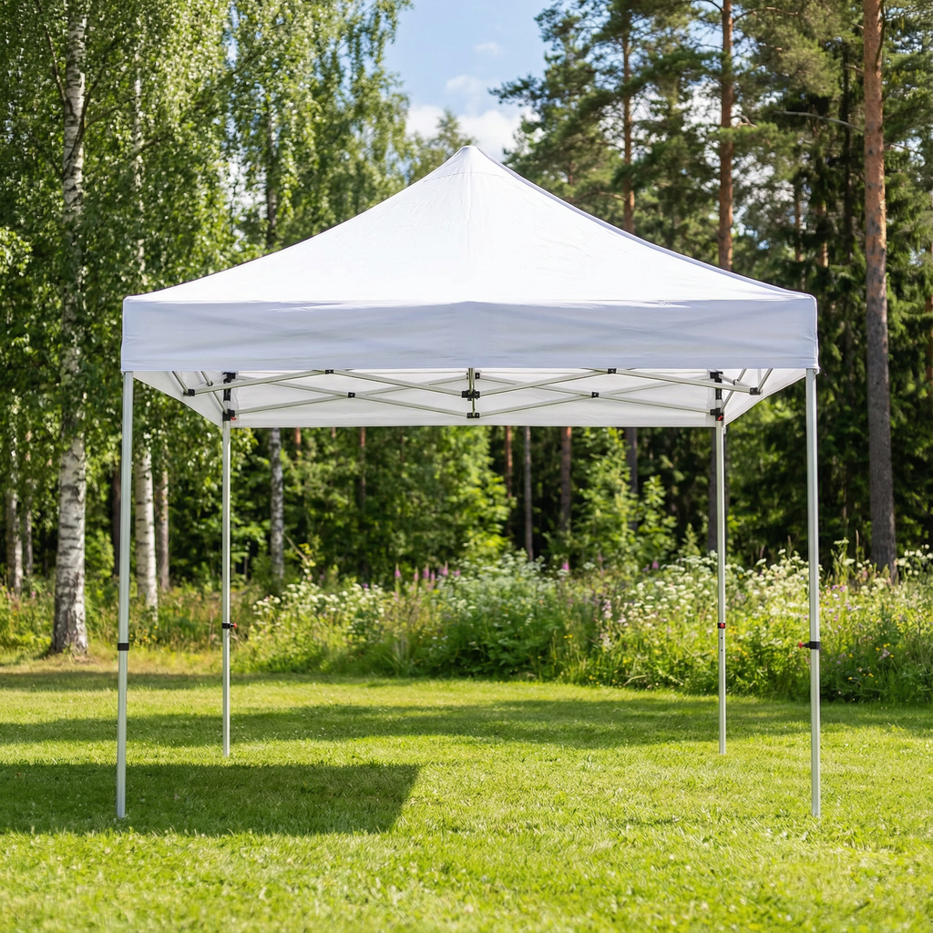 Pop up teltta 3x3m, 40mm alumiinirunko, nopea kasata. Toriteltta / näyttelyteltta / markkinateltta / Teltta painatuksella