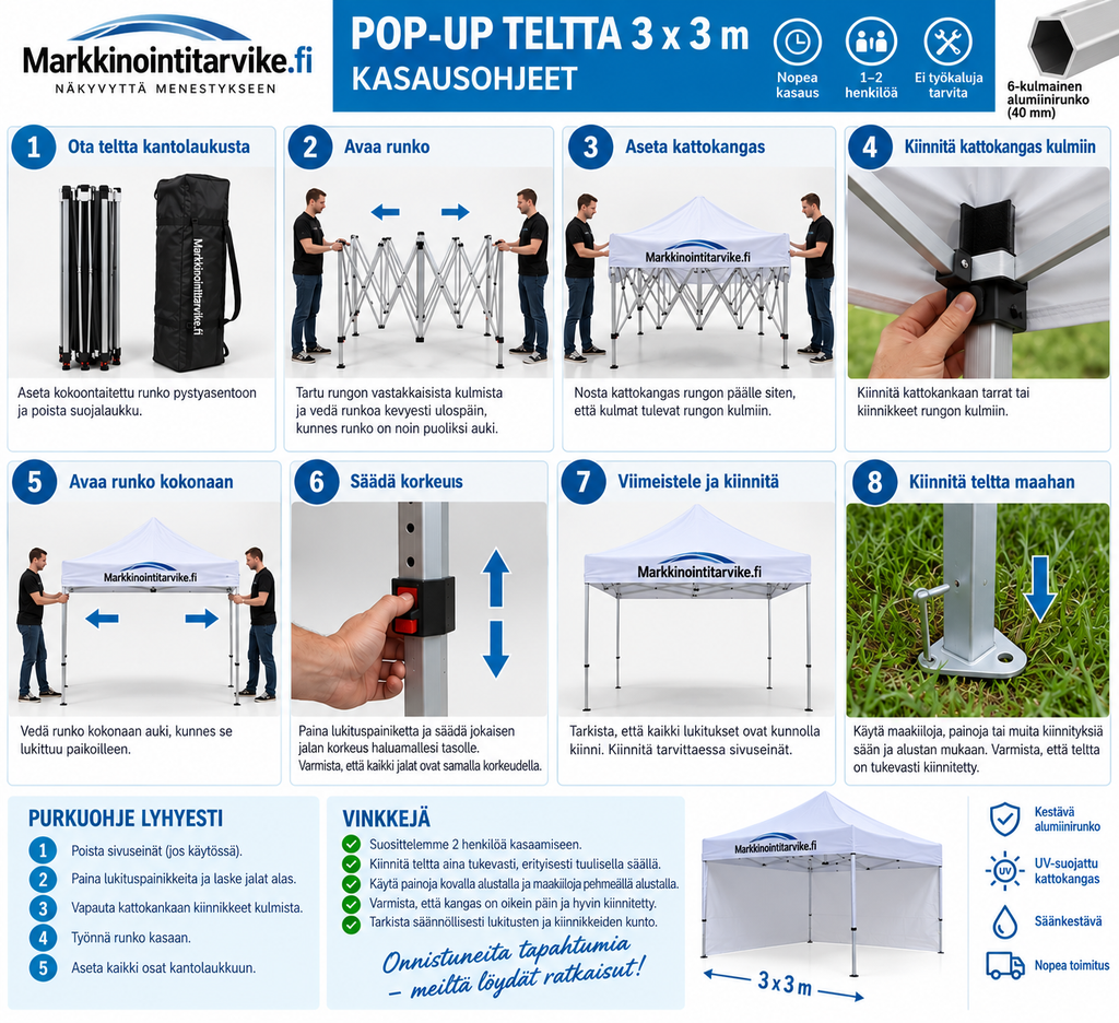 Pop-up teltta 3x3 teräs